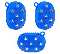 OSOLADY Masajeador Anticelulítico Azul con 7 Bolas Giratorias 360°, Cepillo Doble Cara de Pvc y Acero para Cuidado Corporal y Relajación Muscular en Casa, Pack de 3