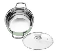 OSOLADY Olla de Acero Inoxidable con Doble Asa y Tapa de 24 Cm, Resistente a Altas Temperaturas, Compatible con Cocina de Inducción y Gas, para Uso Doméstico y Profesional en Guisos