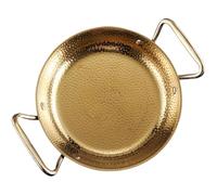 OSOLADY Olla para Paella de Acero Inoxidable Dorada 20 Cm Doble Asa, Sartén Resistente al Desgaste para Cocina Casera y Restaurante, Bandeja Multifuncional para Mariscos y Hot Pot