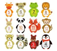 OSOLADY Pegatinas Mensuales para Bebés Recién Nacidos Diseño de Animales Adorables, Autoadhesivas de Papel en Varios Colores para Álbum de Fotos de Momentos Especiales, 12 Hojas