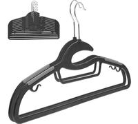 OSOLADY Perchas Antideslizantes para Ropa para Adultos, Paquete de 10 Piezas Negras, de Plástico Grueso y Resistente, Ahorro de Espacio para Armario y Organización de Suéteres y Jeans
