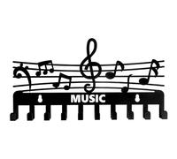 OSOLADY Perchero de Pared de Hierro Forjado Negro Gancho Decorativo en Forma de Nota Musical, Organizador para Llaves, Paraguas y Abrigos, Almacenamiento Funcional para Entrada y Vestidor