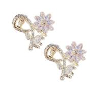 OSOLADY Pinzas Cabello Forma de Flor de Cristal Rosa, Pack de 2 Mini Garras Pequeñas para Niñas, Accesorio Decorativo para Peinados Diarios y Ocasiones Obsequios