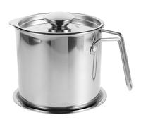 OSOLADY Recipiente para aceite de freidora: Olla de almacenamiento de aceite de acero inoxidable de 1,5 L con colador y tapa - Olla con filtro de grasa para filtrar la grasa y los residuos de la