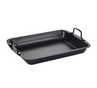 OSOLADY Sartén antiadherente para barbacoa - Bandeja rectangular de acero inoxidable para asar pescado, carne y pollo - Utensilio de cocina plano para asar a la parrilla, 40 x 28,5 x 9 cm.