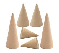 OSOLADY Soportes para Anillos de Madera 6piezas Diseño Cónico, Base Sostenible y Ahorro de Espacio para Exhibición en Tiendas de Joyería