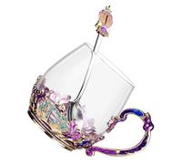 OSOLADY Taza de Té con Cuchara Incluida de Vidrio con Diseño Ergonómico y Resistente a Explosiones, Taza para Bebidas Calientes Color Aleatorio Adecuado para Disfrutar en