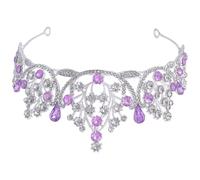OSOLADY Tiara Decoración Boda Rosa Damas De Honor Accesorios Dama De Honor Ups De Princesa Nupcial Fiesta Novias Joyas Para El Cabello Brillante Casarse Mujer Púrpura Acrílico