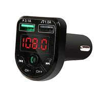 OSOLADY Transmisor FM para Automóvil con Adaptador de Audio Cargador Dual USB Manos y Pantalla LED Compatible con Reproducción de Inalámbrica y Card