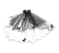 OSOLADY Velo Negro de Novia con Diseño de Alas para Halloween y Desfiles, Malla Reutilizable Ajuste Cómodo para Mujeres y Niñas