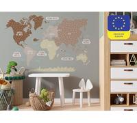 osomhome - Pegatinas Infantiles Pared: Mapa Mundi Pared Grande - *Español* [120x80cm] Colores pastel marrón | Mapamundi, Mapa Del Mundo Pared, World Map, Mapa Mundo Mural | os5006