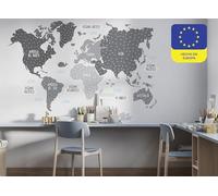 Osomhome - Pegatinas Infantiles Pared: Mapa Mundi Pared Grande - *Español* [150x100cm] Colores Pastel Grises | Mapamundi, Mapa del Mundo Pared, World Map, Mapa Mundo Mural | os5025