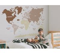 osomhome - Pegatinas Infantiles Pared: Mapa Mundi Pared Grande - *Español* [150x100cm] Colores pastel marrón | Mapamundi, Mapa Del Mundo Pared, World Map, Mapa Mundo Mural | os5005