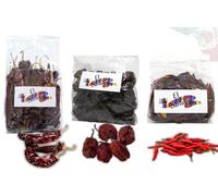 OsoRetail Pack 3x100g Chiles Secos de México | Pack Picante (Chile de Árbol, Guajillo, Habanero Seco) | 3 × 100 g | Alta Scoville, 100% Natural