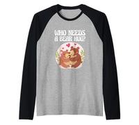 Osos abrazados Lindo Oso Diciendo quién Necesita un Abrazo de Oso Camiseta Manga Raglan