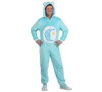 Osos de cuidado para adultos, overol de forro polar azul con insignia clásica del vientre, traje de Halloween y cosplay, Azul, XS