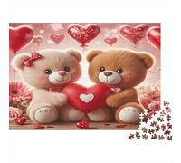Osos de San Valentín Puzzles 1000 Piezas Papel Reciclado para Adultos Puzzle para Adultos Juego desafiante Excelente Idea de Regalo para relajación para Hombres y Mujeres 38x26cm/1000pcs