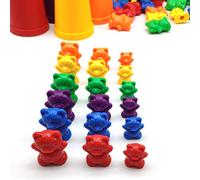 Osos Educativos para Contar Colores para Niños Pequeños, Entrenamiento de Habilidades Matemáticas, Coordinación Mano-Ojo, Juego de 60 Piezas de Juguetes de Oso Arcoíris para Juguetes de