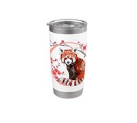 Osos Gato Kawaii Estilo Japonés Origami Panda Rojo Vaso térmico de acero inoxidable de doble pared