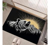 Osos Pardos Montaña Felpudo Entrada Casa 60 X 90 Cm, Alfombra Antideslizante, Felpudo Absorbentes Lavable, Alfombrilla para Entrada, Pasillo, Cocina, Negro Carbón Línea Sol
