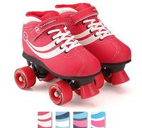 Osprey Disco Quad Patines para Adultos y niños, Botas de Rodillo Retro con rodamientos ABEC 7, Reino Unido Adult 2/EU 34, Rojo