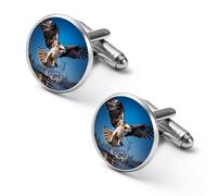 Osprey Flying North America - Gemelos redondos para camisa de negocios, boda, fiesta, día del padre, 2.0cm, Metal, No es una piedra preciosa