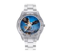 Osprey Flying North America - Reloj analógico de cuarzo para hombre, correa de acero inoxidable, reloj de pulsera de negocios