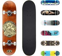 Osprey Sk8 - Patineta Completa de Doble Patada de 31 x 8 Pulgadas para niños y Adultos, Cubierta cóncava, Incluye Cinta de Agarre, Cubierta y Ruedas, en Sk8 Confiamos en múltiples diseños, marrón