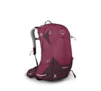 Osprey Stratos/Sirrus Mochilas de senderismo - Nylon de alta tenacidad - Panel trasero Airspeed - Transpirabilidad premium - Cubierta incluida, Elderberry Purple/Chiru Tan, Mujeres, 34 L