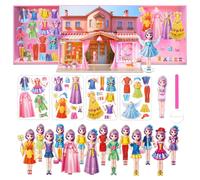 OSQI Princesa Magntica Vestir Muecas Juegos Juego de Vestir Magntico para Nias Viajes Viaje por Carretera Avin Actividad Juguetes con Escena