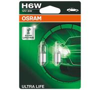 OSRAM ULTRA LIFE H6W, Lámpara halógena, luz de estacionamiento y de posición, 64132ULT-02B, automóvil de 12 V, ampolla doble (2 unidades)