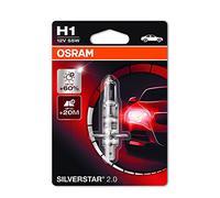 Osram 64150SV2-01B Silverstar 2.0 H1 Lámpara Halógena para Faro Principal, 60% más Luz, 12V, 55W, Casquillo P14.5S, Embalaje Blister Individual
