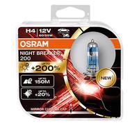 OSRAM NIGHT BREAKER 200, H4, + 200% más luz, lámpara de faro halógena, 64193NB200-HCB, 12V, Duo box (2 lámparas)