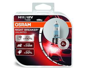 Osram 64211NBU-HCB Night Breaker Unlimited H11 Lámparas Halógenas para Faros Automóviles, 12V, Juego de 2