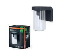 OSRAM Aplique de exterior E27 cristal transparente, diseño moderno de aluminio en color gris oscuro, protección IP44, antigolpes IK03, aplique para terraza y balcón