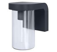 OSRAM Aplique de exterior E27 cristal transparente, diseño moderno de aluminio en color gris oscuro, protección IP44, antigolpes IK03, aplique para terraza y balcón