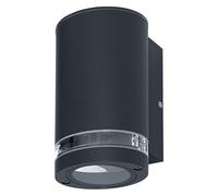 OSRAM Aplique de pared exterior GU10 downlight con aro hueco, luz indirecta, carcasa de aluminio gris oscuro, IP44 e IK03, aplique de pared para fachadas