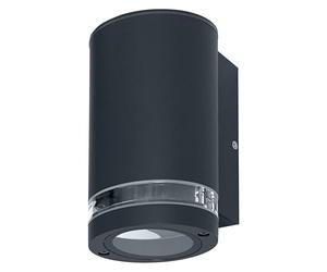 OSRAM Aplique de pared exterior GU10 downlight con aro hueco, luz indirecta, carcasa de aluminio gris oscuro, IP44 e IK03, aplique de pared para fachadas