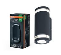 OSRAM Aplique de pared exterior Up/Down GU10 con aro de separación, carcasa de aluminio en gris oscuro, protección IP44 e IK03, aplique de pared para fachadas y entradas
