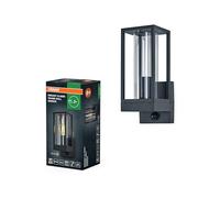 OSRAM Aplique de pared LED Endura Classic Frame, casquillo E27, sensor PIR, IP44, aluminio gris oscuro, cristal