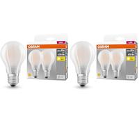 OSRAM BASE CLASSIC A GLFR 40 LED-Lampe mit Sockel E27, klassische Kolbenform, Doppelpack, 4W, 470lm, 2700K, warmweißes Licht, geringe Wärmeentwicklung, lange Lebensdauer, geringer Energieverbrauch
