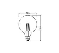 OSRAM Bombilla LED con filamento Globo G125 E27 7.2W 2,700K EC:EPREL:1902960