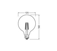 OSRAM Bombilla LED con filamento Globo G125 E27 7.2W 4,000K EC:EPREL:1902991