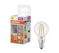 Osram bombilla LED E14 filamento transparente esférica P45 2700K de 1W (15W)