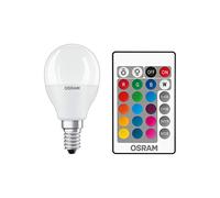 OSRAM Bombilla LED E14 STAR+ RGBW, colores RGB cambiables por control remoto, 4,9W, forma de gota, reemplazode 40W, mate, Lámparas Retrofit RGBW, paquete de 4