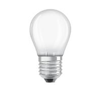 OSRAM Energy Class en forma clásica de mini bola, 3,8 W / 806 lm, EEK A, luz blanca cálida (2700 K), CRI 80, fabricada en vidrio esmerilado sin plomo, casquillo E27, IP20, 45 mm de diámetro.