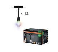 OSRAM Cadena de luces SMART+ WiFi para exteriores, 4,5 W, 240 lm, negro, blanco cálido (3000 K) y luz RGB con 16 mill. de colores, controlable mediante app., compatible con Amazon, Google, IP44