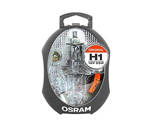 Osram CLKM H1 Estuche Equipado con una Lámpara para Faros, 12V y otras Importantes Cinco Lámparas de Repuesto Junto con Tres Fusibles Planos