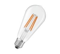 OSRAM con forma clásica de globo, con filamento LED decorativo en diseño esmerilado, A, E27, 7,2 W, 1521 lm, 4000 K, blanco frío. Sin calentar, 100% luz inmediatamente.