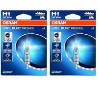OSRAM COOL BLUE® INTENSE H1, +100% más de brillo, hasta 5000K, lámpara de faro halógena, apariencia LED, Blíster único (1 lámpara) (Paquete de 2)